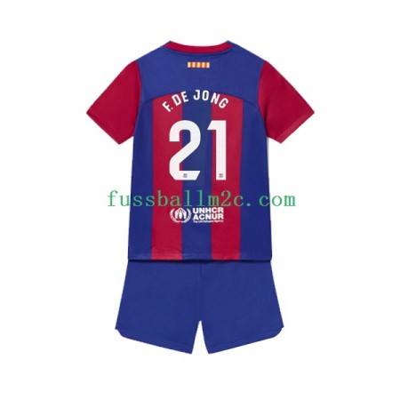 Fußballtrikots FC Barcelona Frenkie de Jong 21 Kinder Heim Trikotsatz 2023-2024